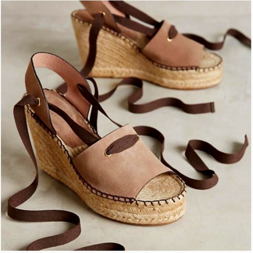 Bettye Muller Christina Lace Up Espadrilles beige 10 NWT